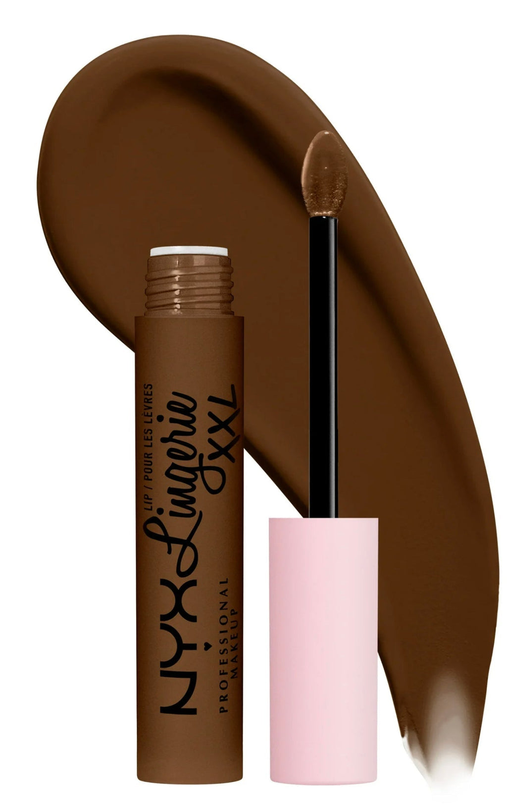 NYX Lingerie XXL Matte Liquid Lipstick in Goin Desnuda, deep chocolate-brown shade