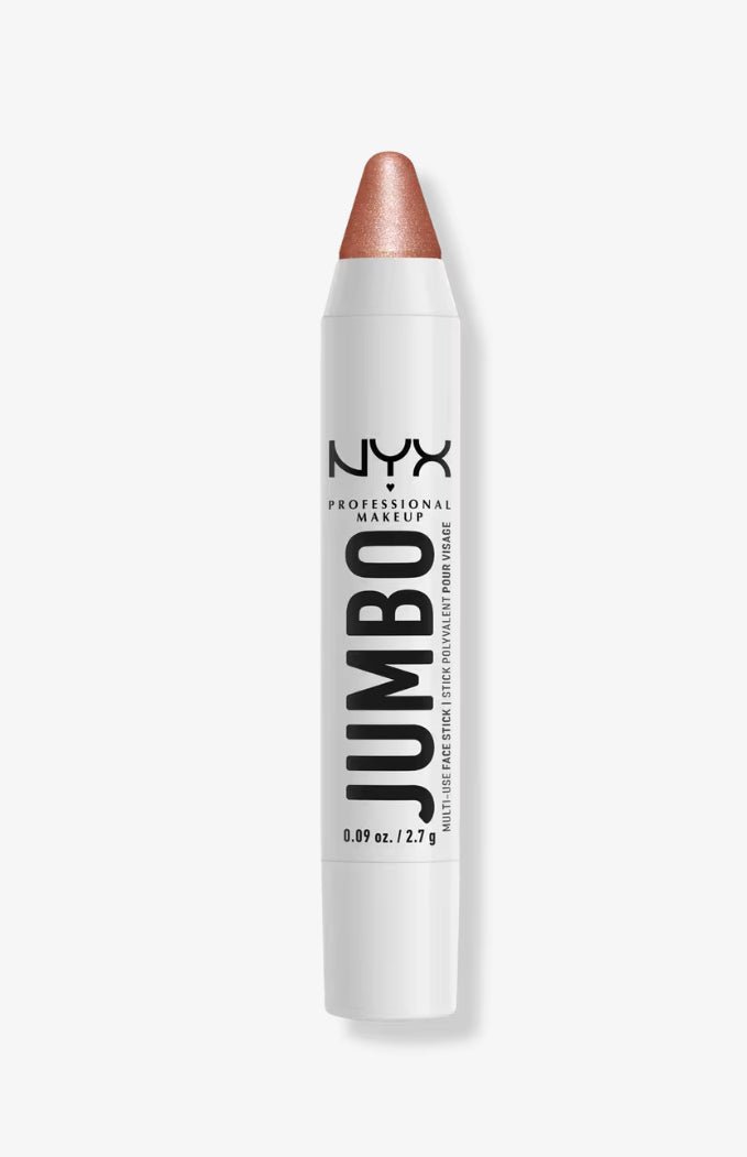NYX Jumbo Multi-Use Face Stick in Coconut, a shimmering metallic champagne-gold cream highlighter.