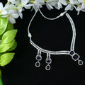 American Diamond and navy blue silver-plated choker necklace set
