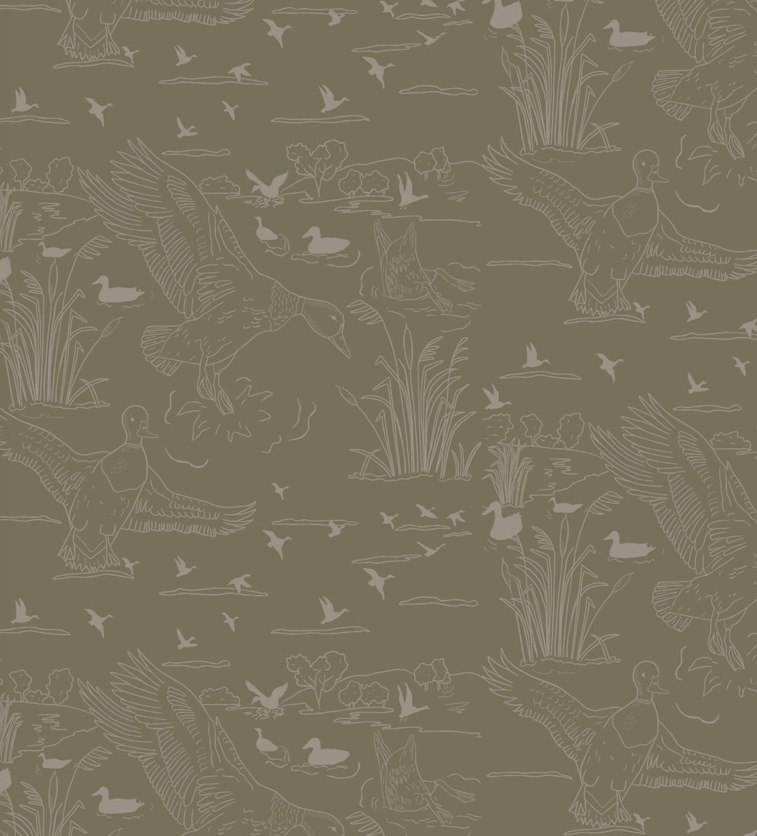 Wallace Patterned Removable Wallpaper in Blue, Olive-Green, White