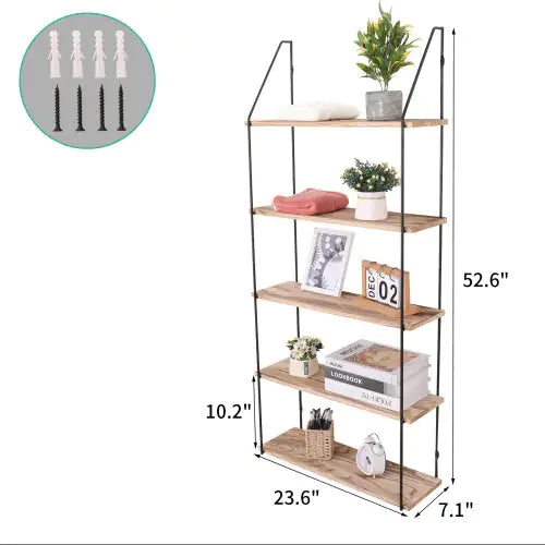 Gardenia Floating Shelf With Metal Brackets, Wall Mounted Rustic Wood Wall Storage, Decorative Hanging Display For Trophy