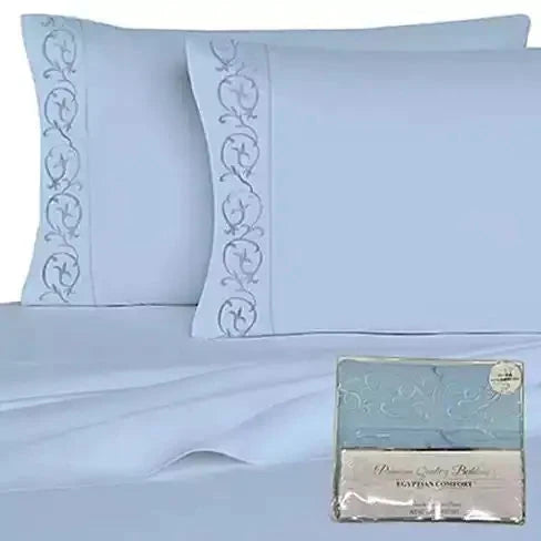 Victoria Embroidered 4 Pc Microfiber 1800 TC Sheets Set