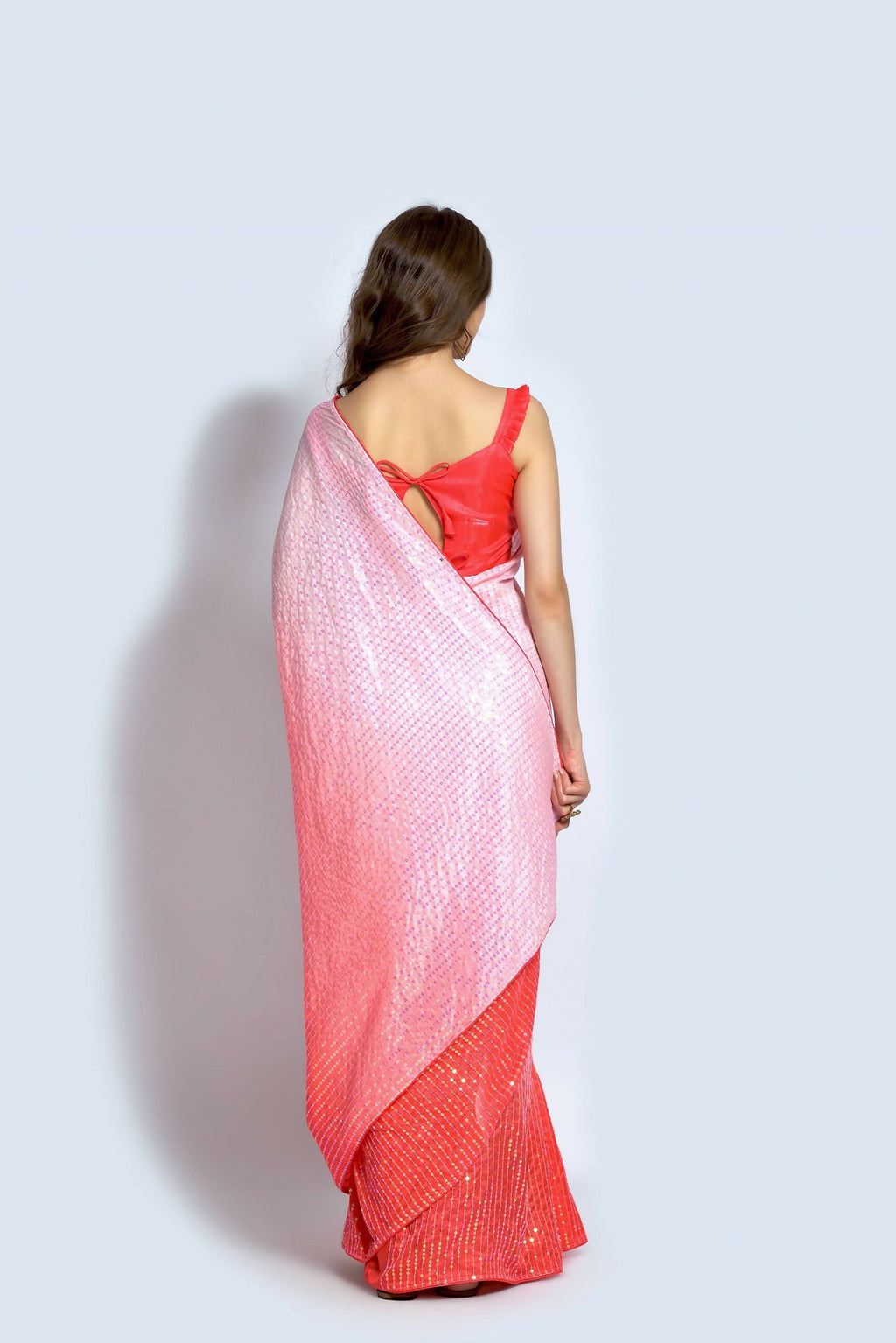 Peach Ichitra Silk Embroidered Party Wear Saree