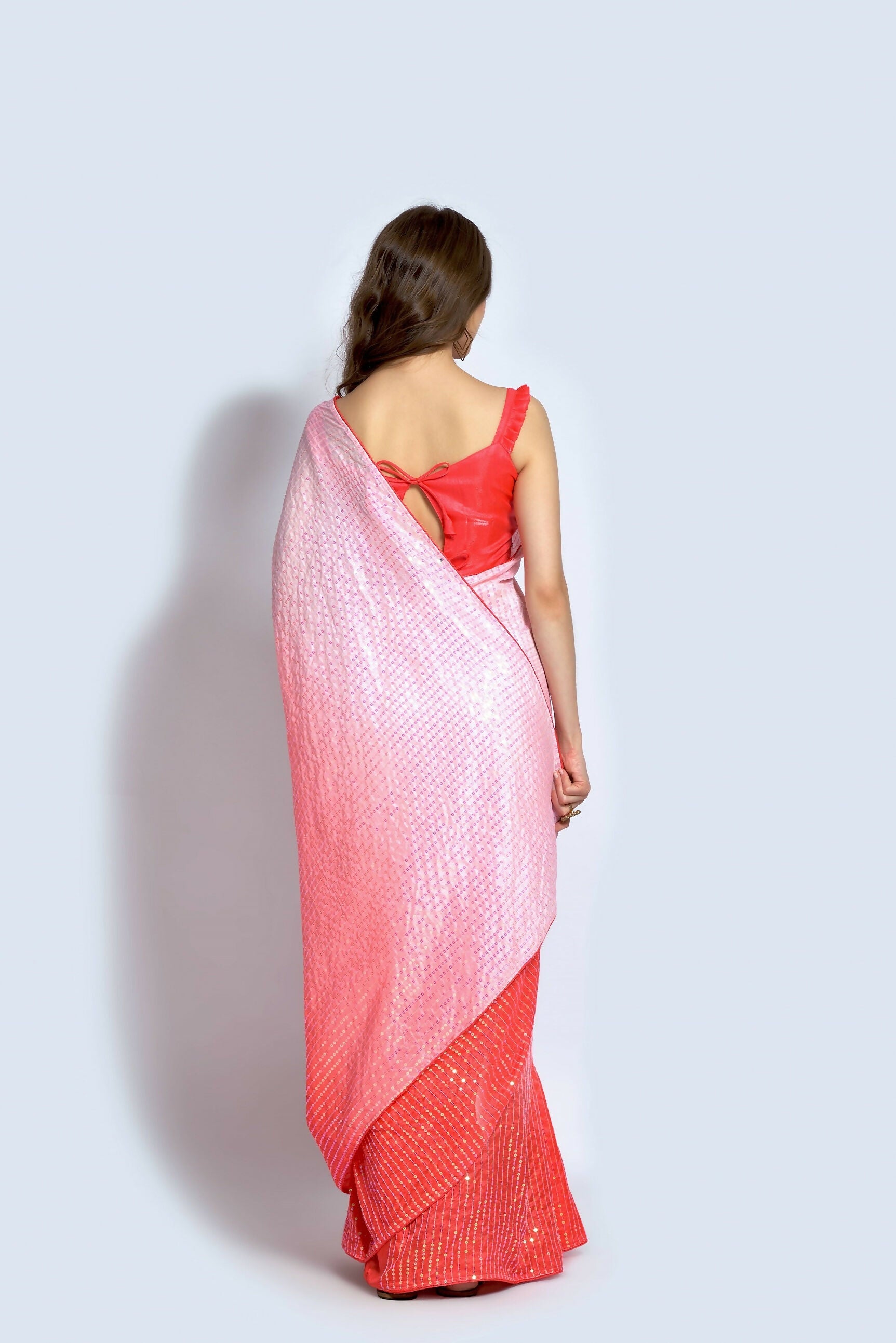 Peach Ichitra Silk Embroidered Party Wear Saree