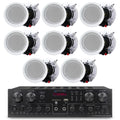 Home Theater System Kit with 1000 Watts 4-Chanel Bluetooth Receiver & 8 Qty 6.5" 200 Watts in-Wall in-Ceiling Speakers of 2-Way Stereo Sound with Woofer/Tweeter Flush Design by Technical Pro