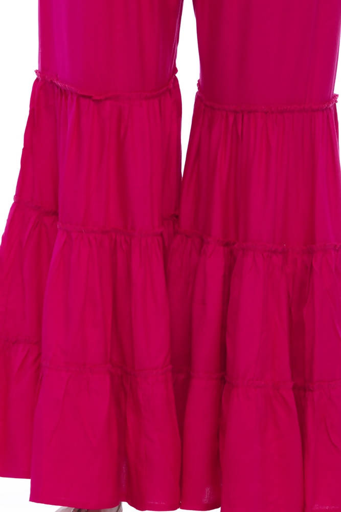Magenta Rayon Cotton Solid Palazzo Pants