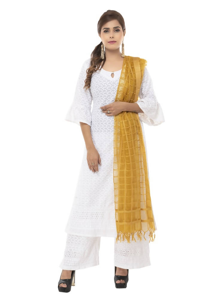 Golden Cotton Square Dupatta for Casual Ethnic Wear