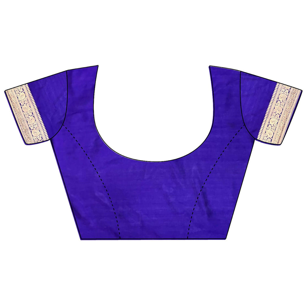 Violet Floral & Ethnic Motif Soft Silk Meenakari Banarasi Saree