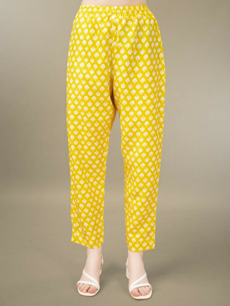 Women's Yellow Rayon Embroidered Straight Kurta with Trouser & Dupatta