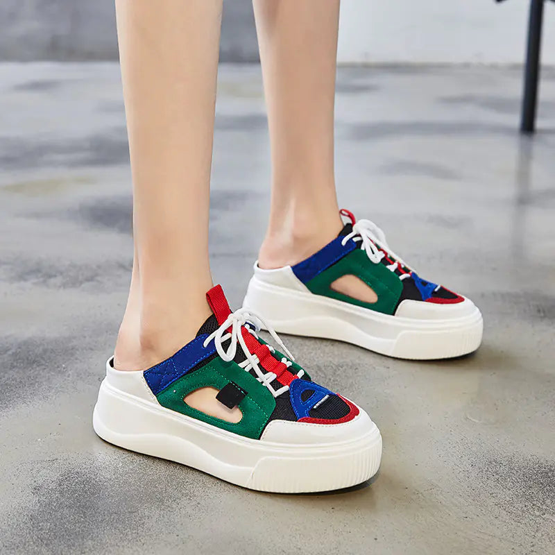 Platform Wedge Sandals with Lace-Up Design