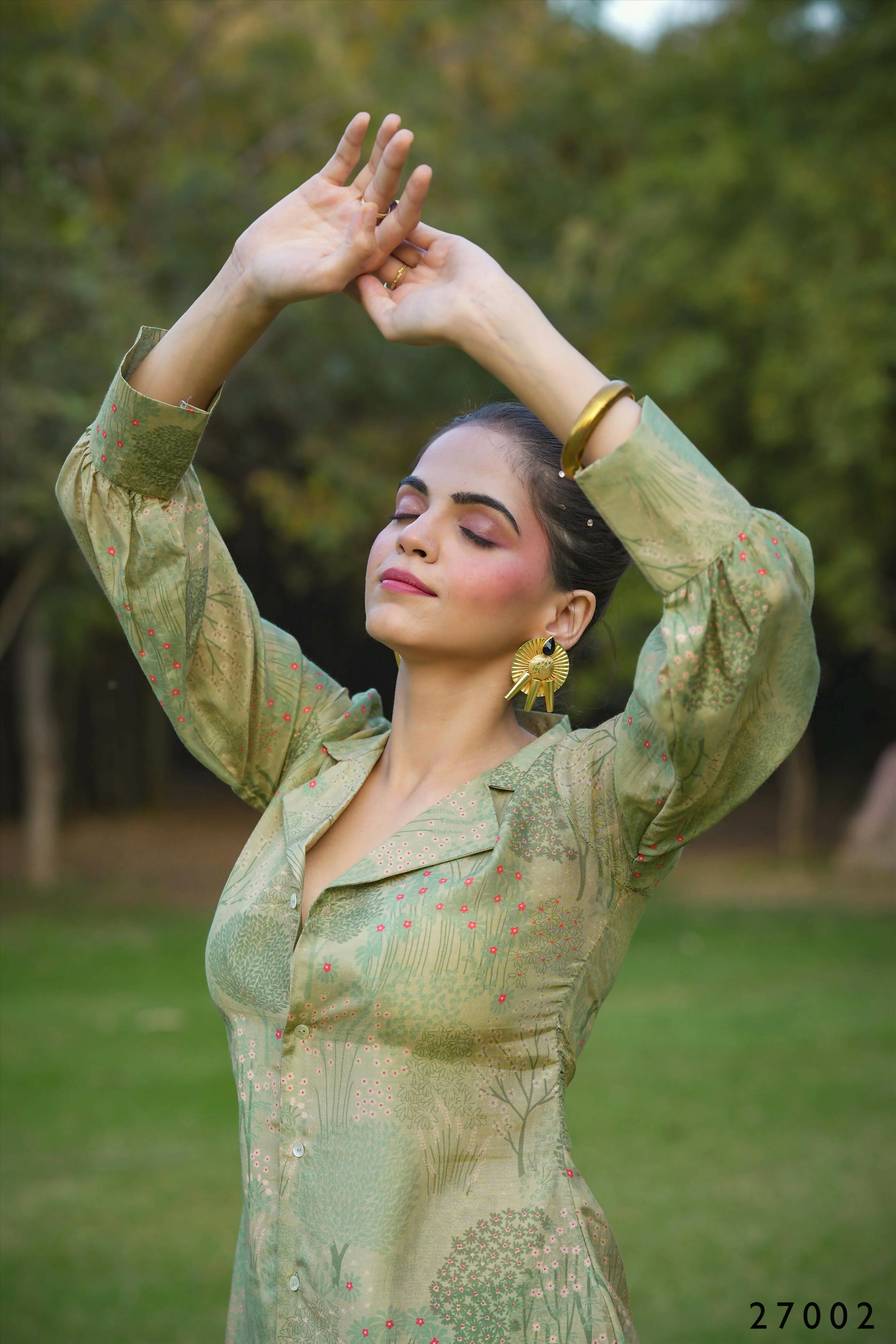 Women's Casual Mahendi Mull Cotton Co-ord Set - Anya Collection