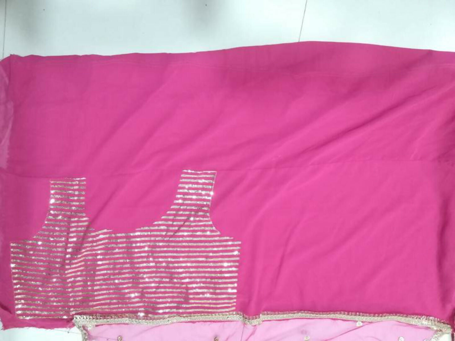 Pink Georgette Lehenga Choli with Jari and Sequin Embroidery