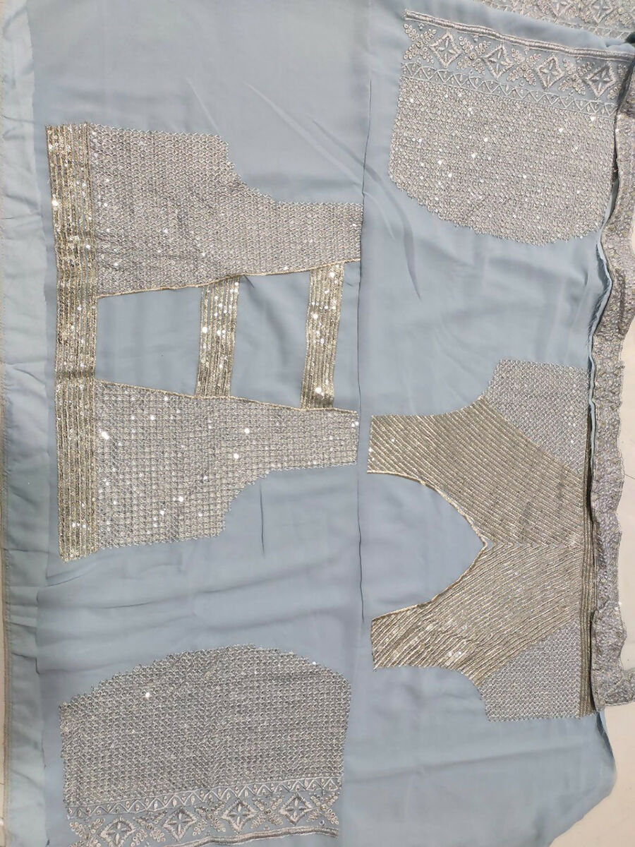 Grey Georgette 3MM Sequins and Zari Embroidered Lehenga Choli