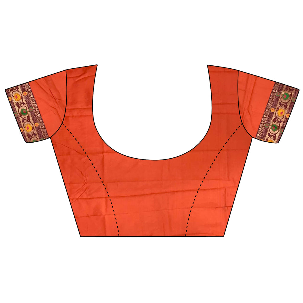 Joban Fashion Orange Banarasi Soft Silk Woven Saree