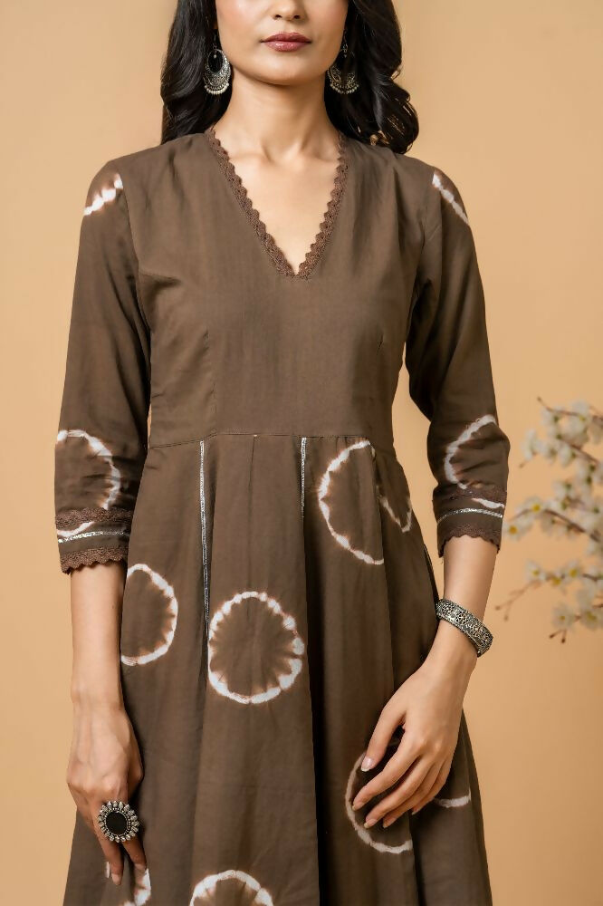 Brown Tie & Dye Cotton Suit Set - Stylish Ethnic Apparel