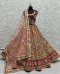 Purple velvet lehenga choli with golden gotta and diamond embroidery