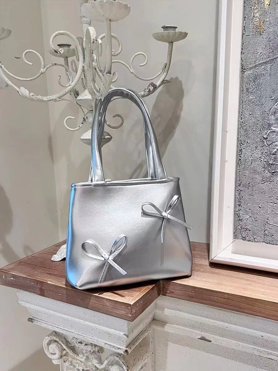 Mini Silver Bow Phone Bag