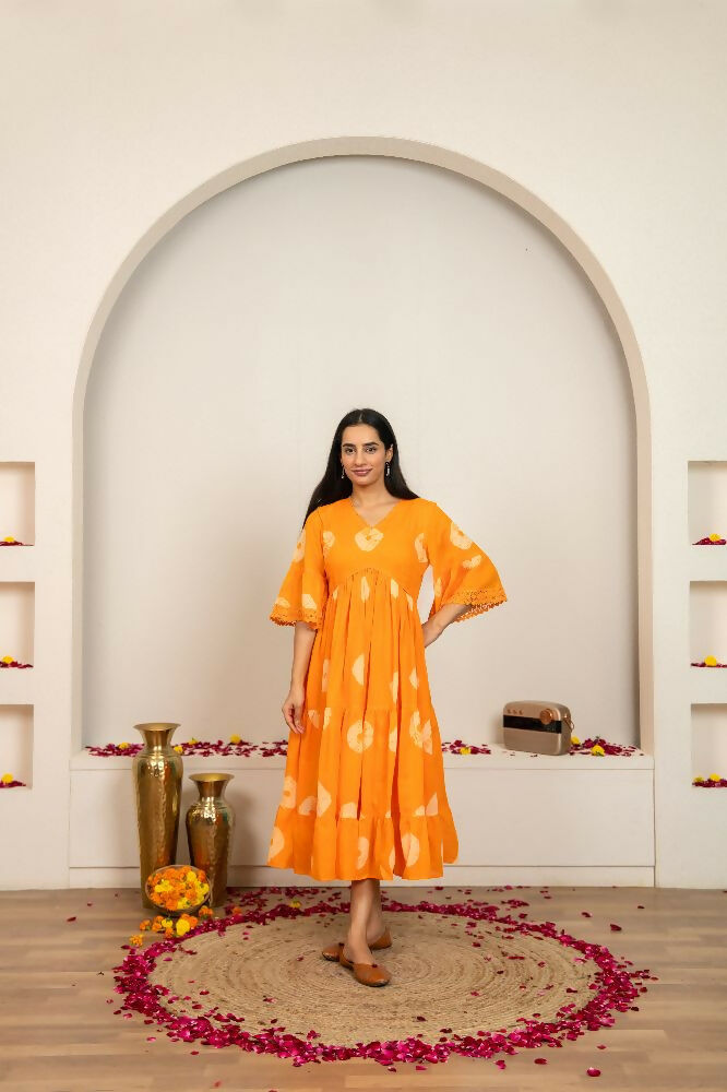 Orange Tie & Dye Cotton Dress