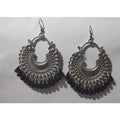 Silver-toned half-moon shape party wear earrings for women
