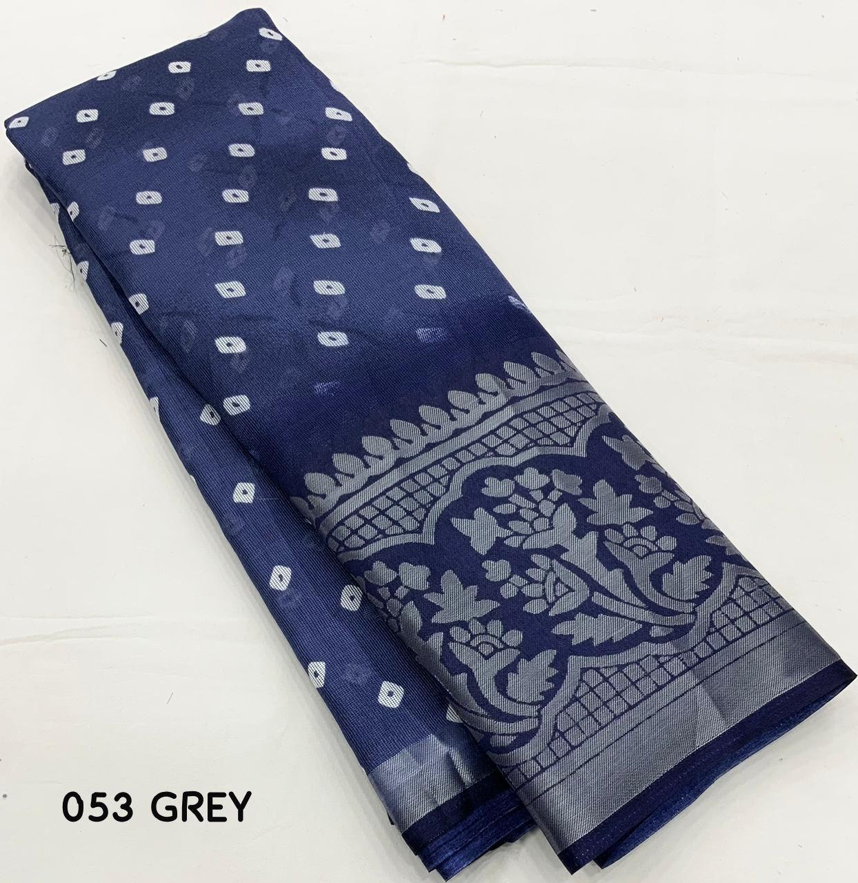 Lightblue Jute Silk Saree with Geometric Print and Silver Border