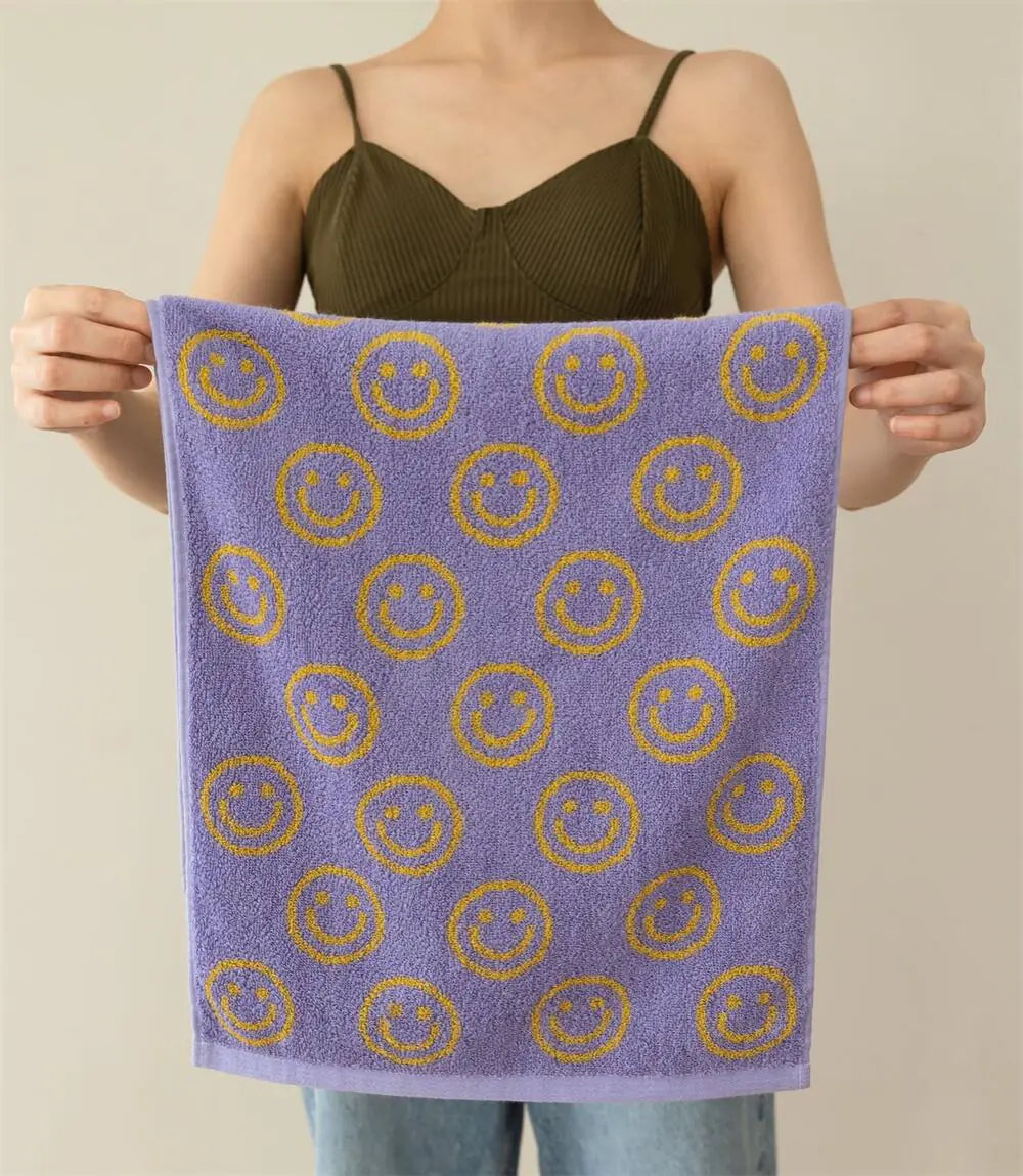 2-Sided Smile Pattern Combed Cotton Face Towel