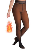 HONENNA 5 Skin Colors Fake Translucent Fleece Lined Tights Winter Thermal Pantyhose for Women under Dress medias térmicas Caramel S-M