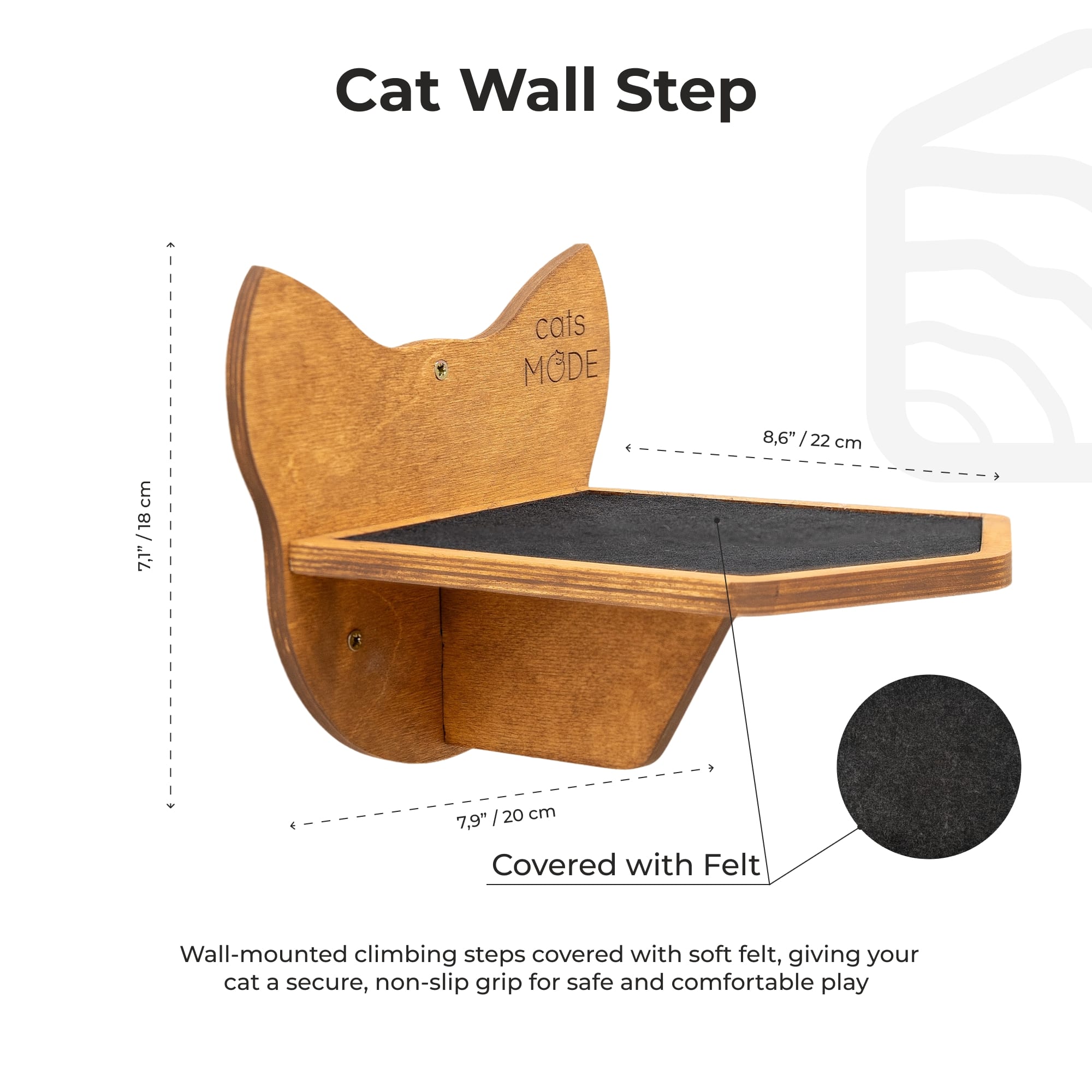 Oak Wooden Cat Steps Wall-Mounted Climbing Shelf for Cats