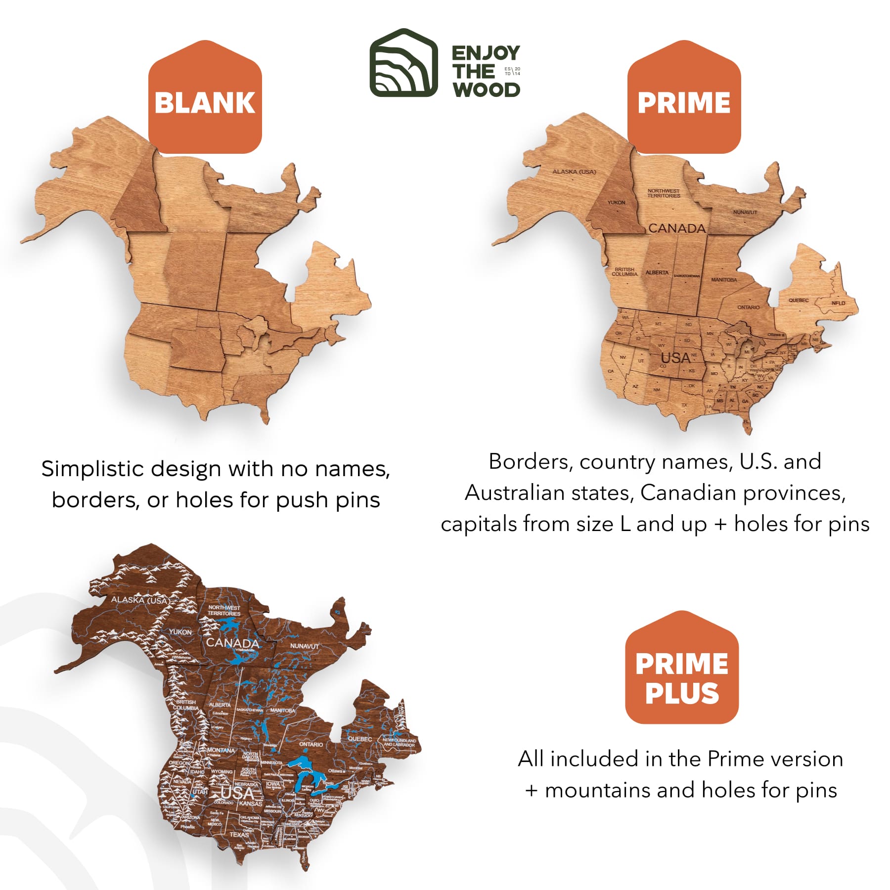 3D Wooden World Map Oak Modern Travel-Inspired Wall Art