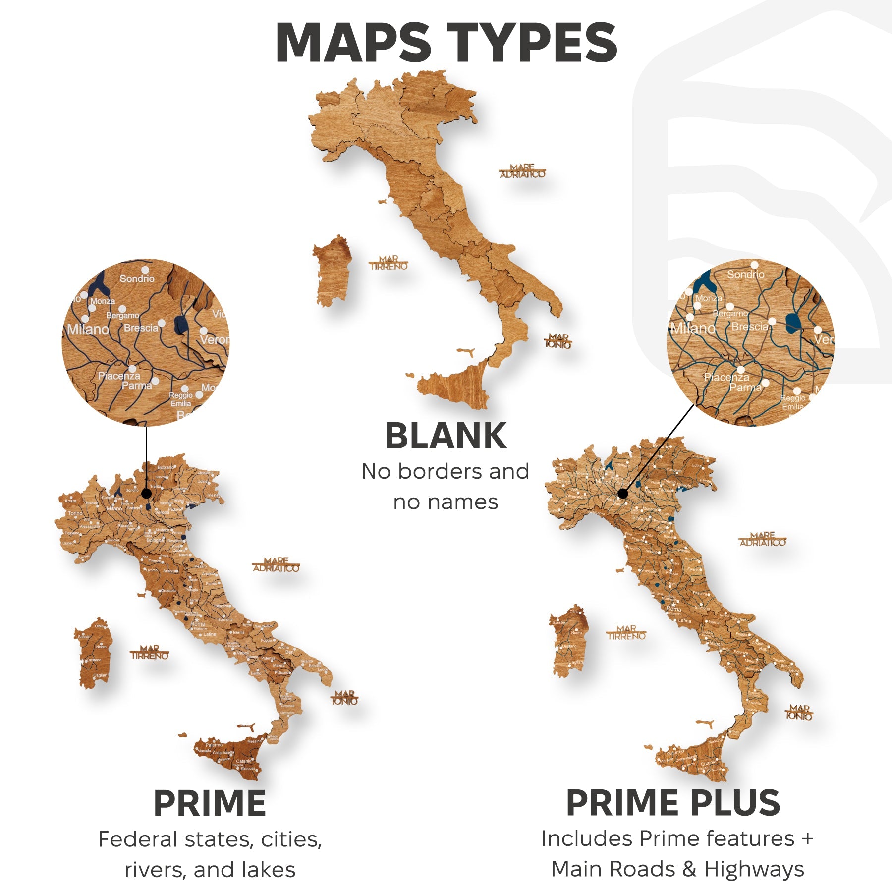 Oak Wooden Map of Italy – Minimalist Nature-Inspired Wall Art