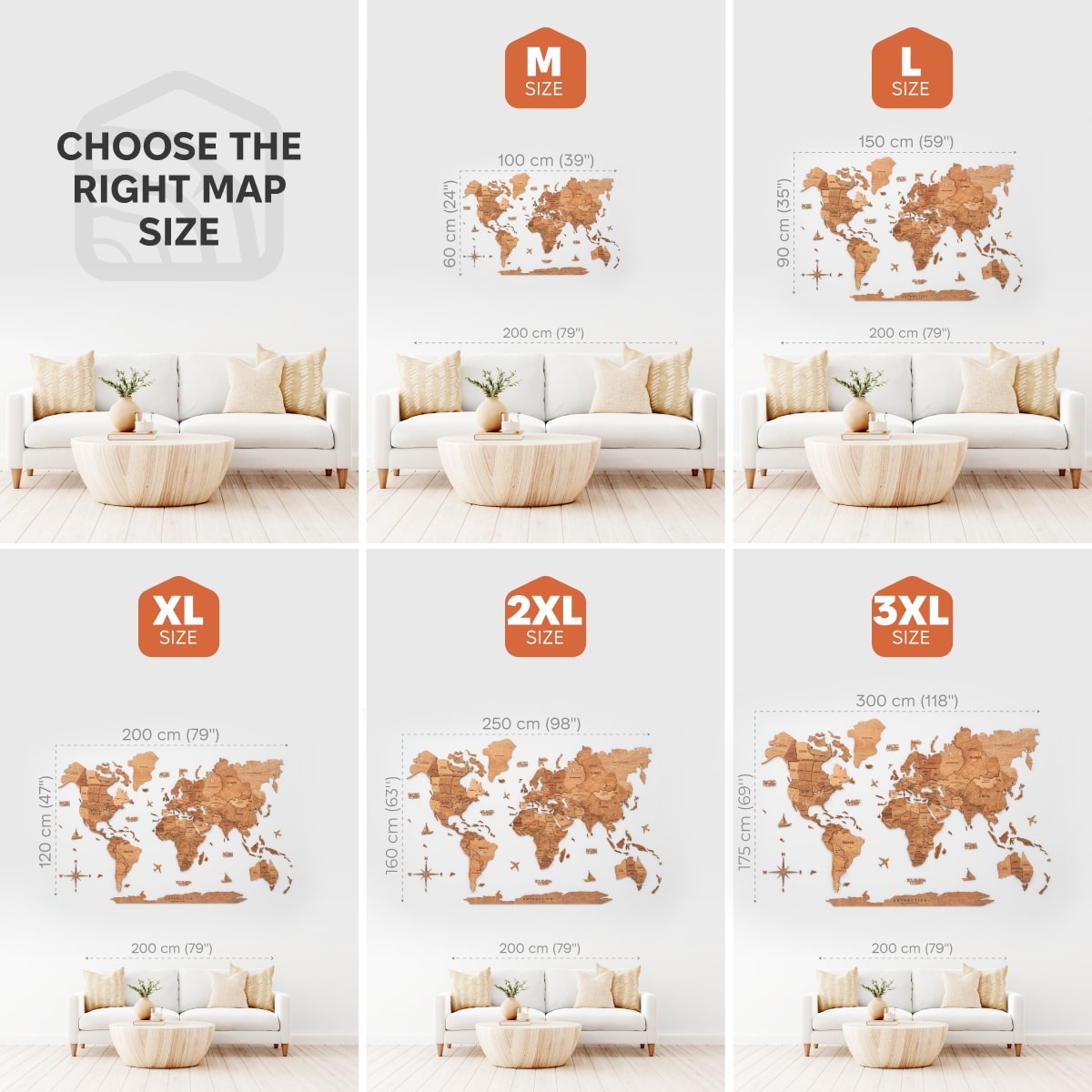 3D Wooden World Map Oak Modern Travel-Inspired Wall Art