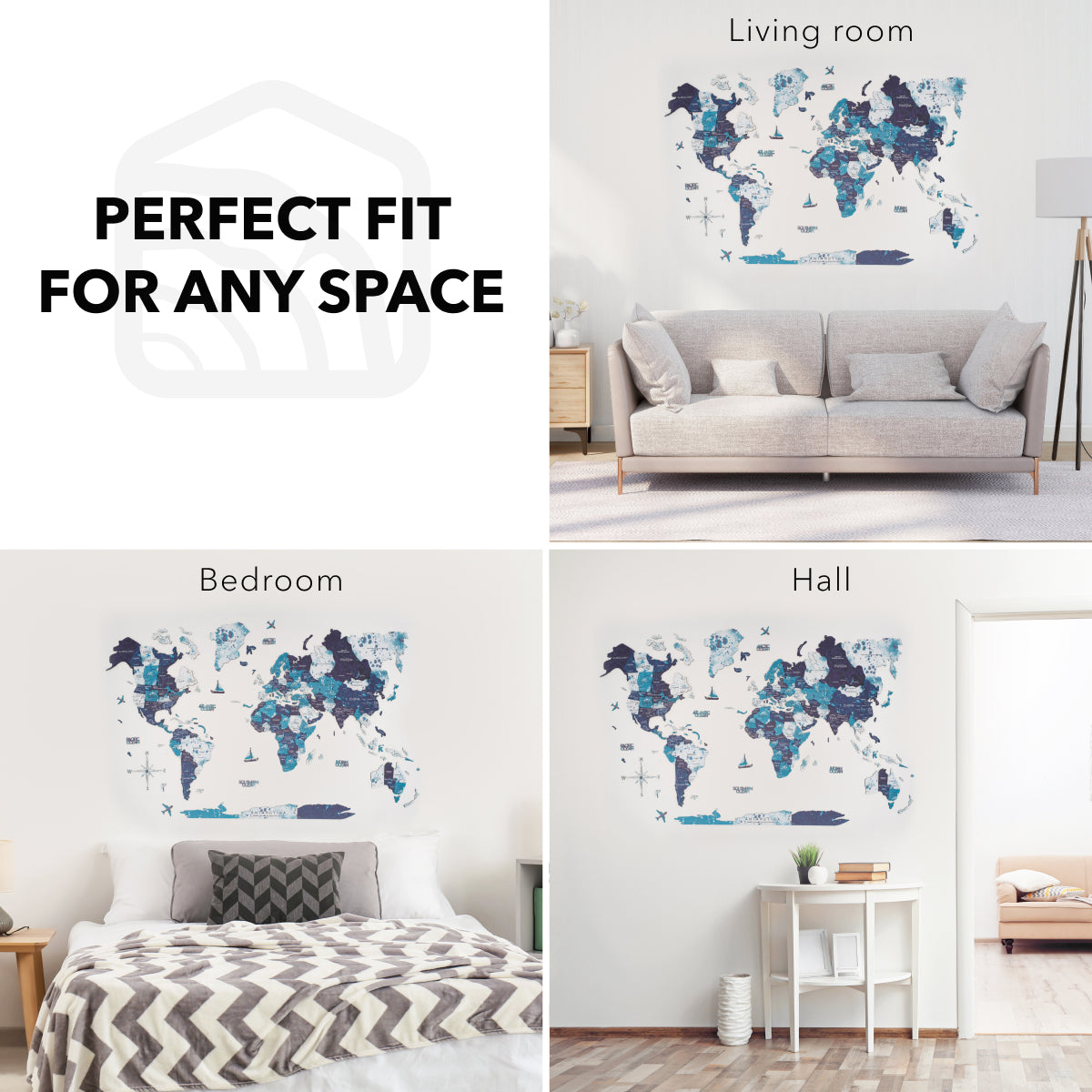 3D Wooden World Map Ocean Edition - Wall Art Decor