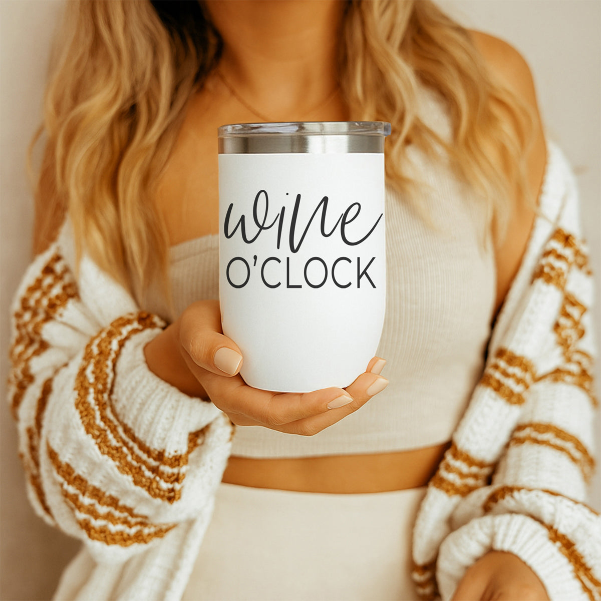 Wine O'Clock 17oz Stainless Steel Insulated Wine Tumbler White - Image 47