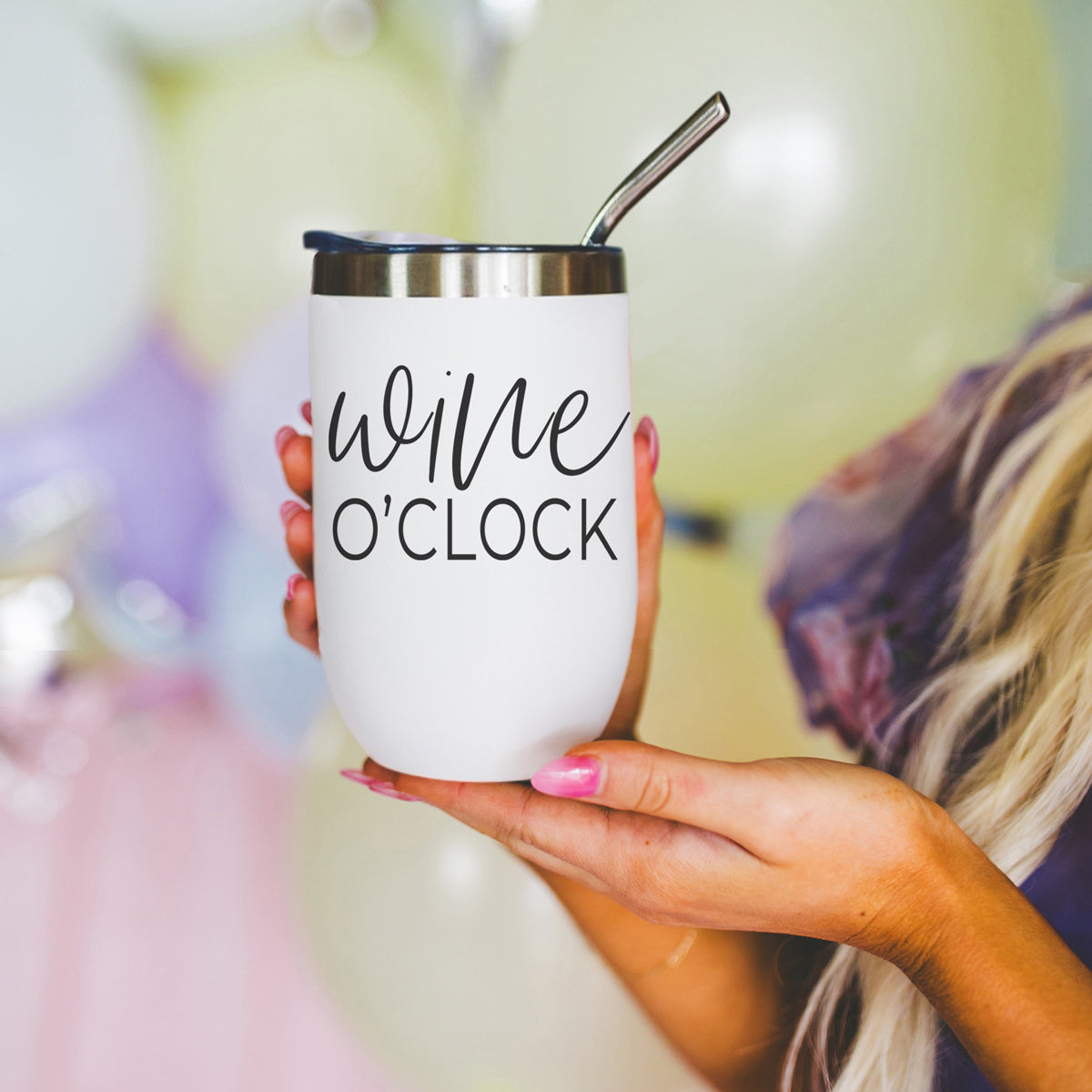 Wine O'Clock 17oz Stainless Steel Insulated Wine Tumbler White - Image 10
