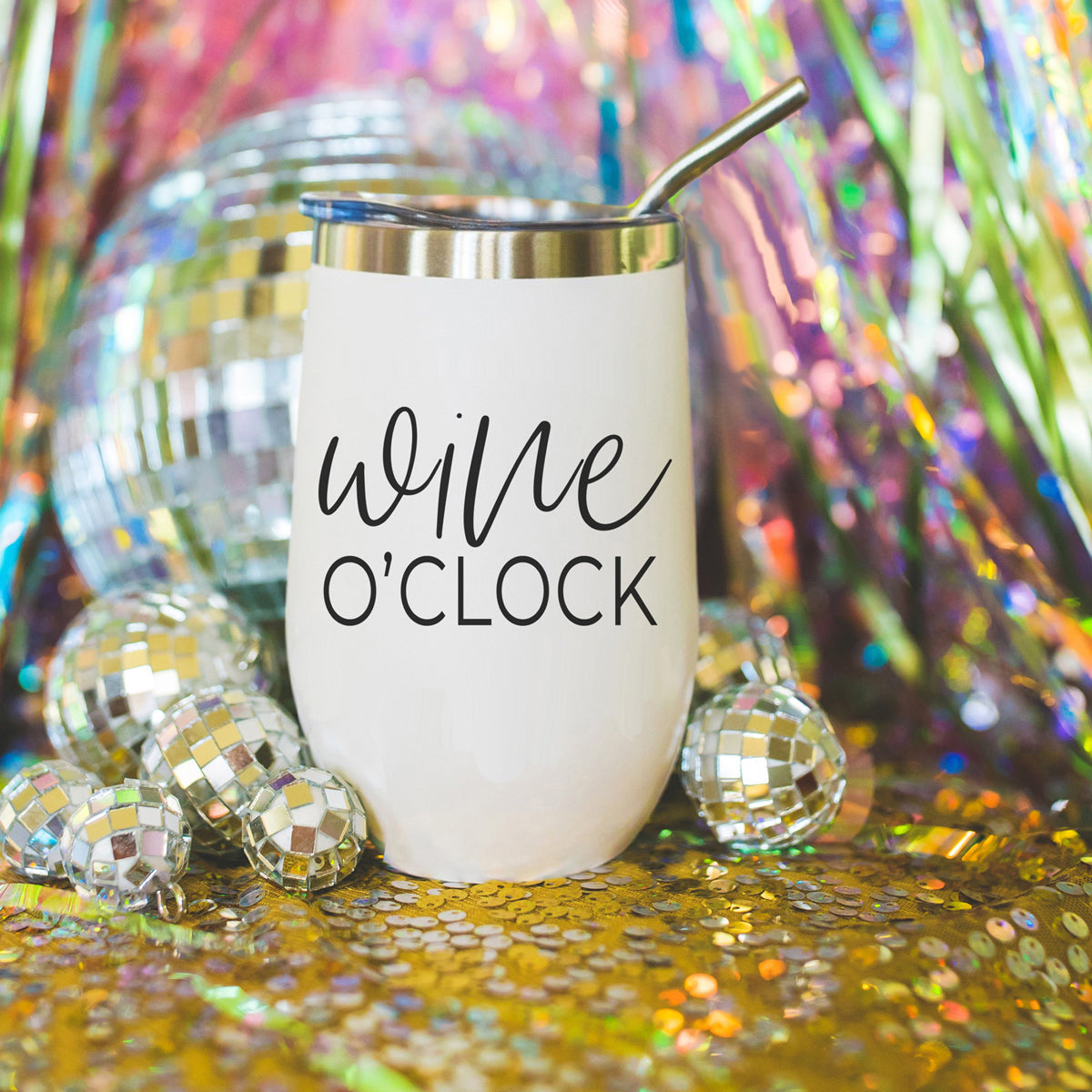 Wine O'Clock 17oz Stainless Steel Insulated Wine Tumbler White - Image 9
