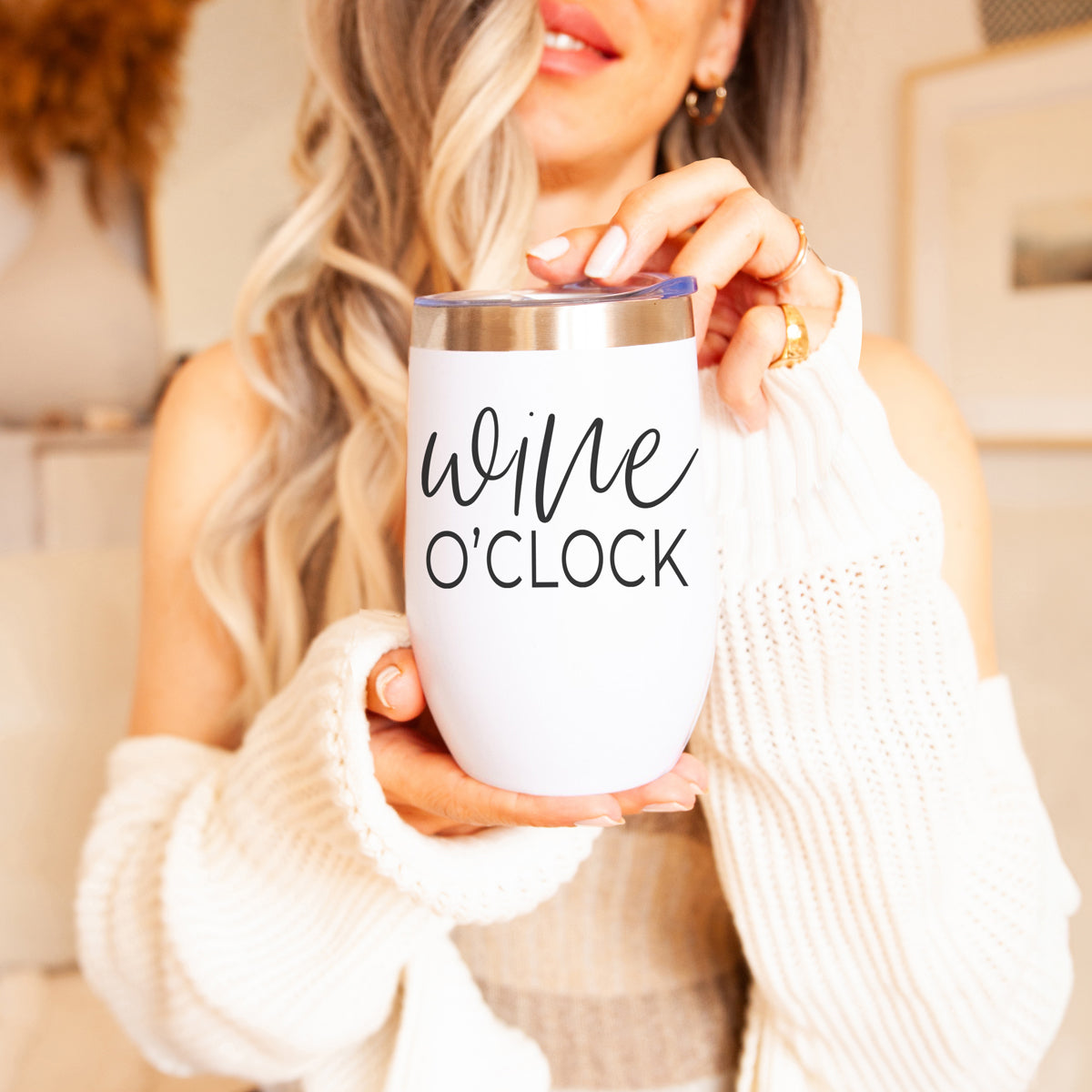 Wine O'Clock 17oz Stainless Steel Insulated Wine Tumbler White - Image 14