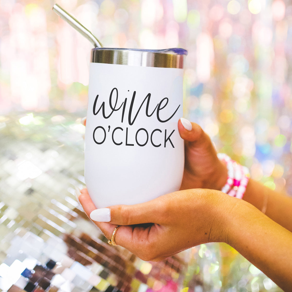 Wine O'Clock 17oz Stainless Steel Insulated Wine Tumbler White - Image 15
