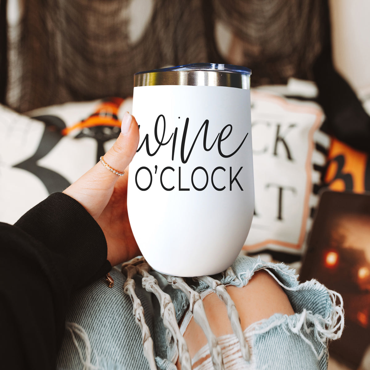 Wine O'Clock 17oz Stainless Steel Insulated Wine Tumbler White - Image 35
