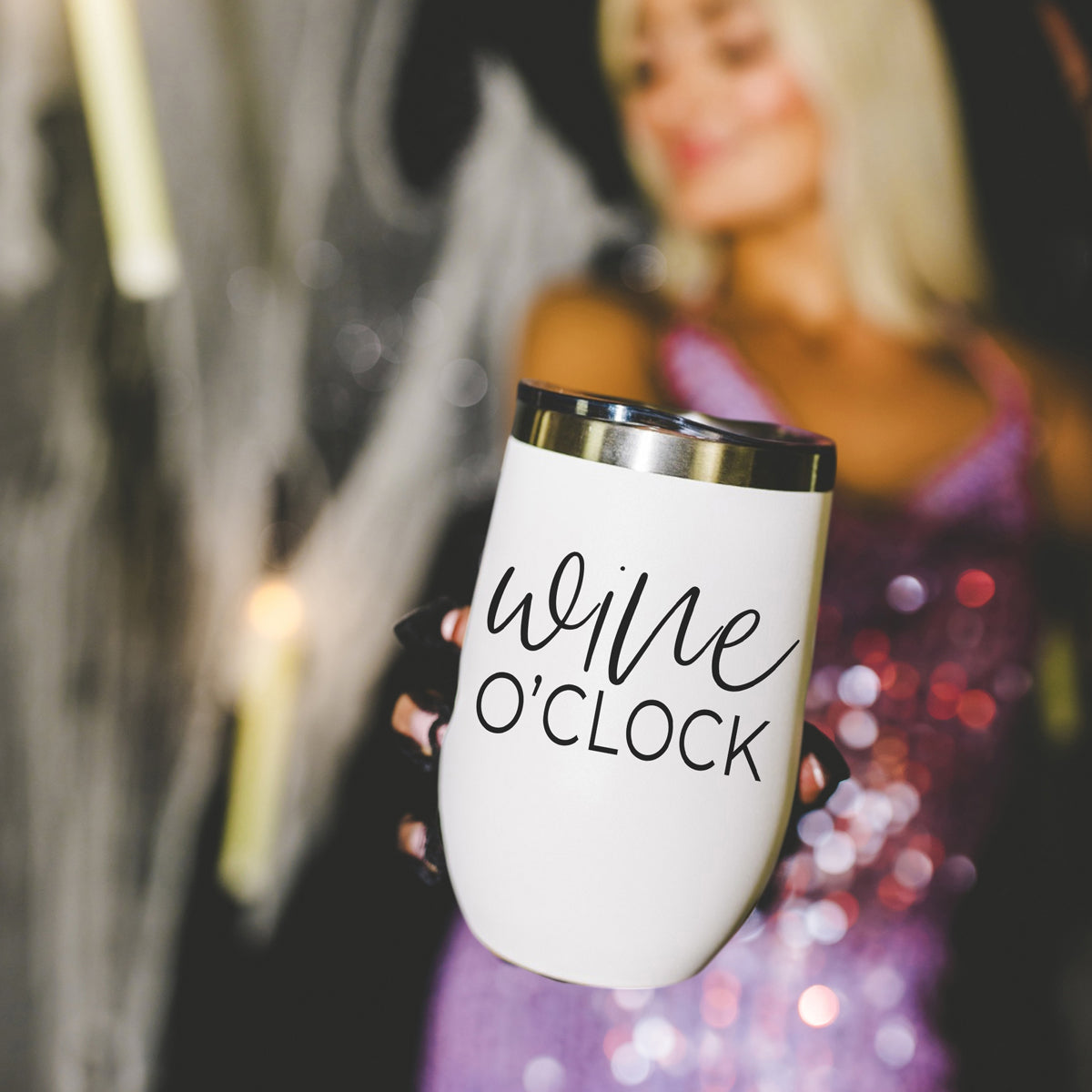 Wine O'Clock 17oz Stainless Steel Insulated Wine Tumbler White - Image 11