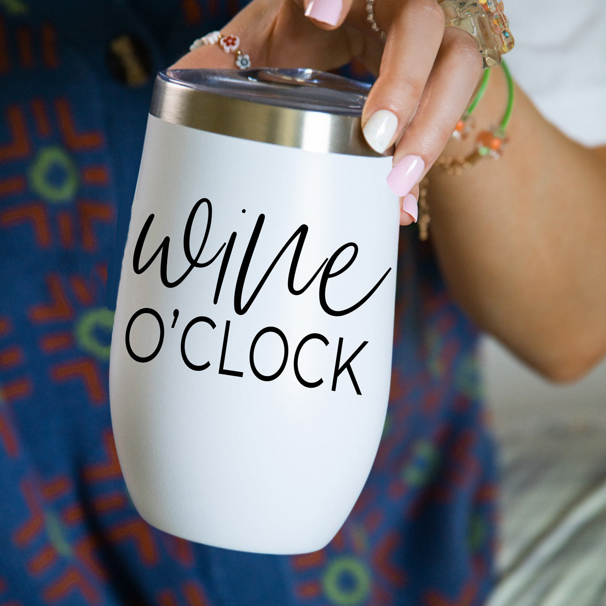 Wine O'Clock 17oz Stainless Steel Insulated Wine Tumbler White - Image 7