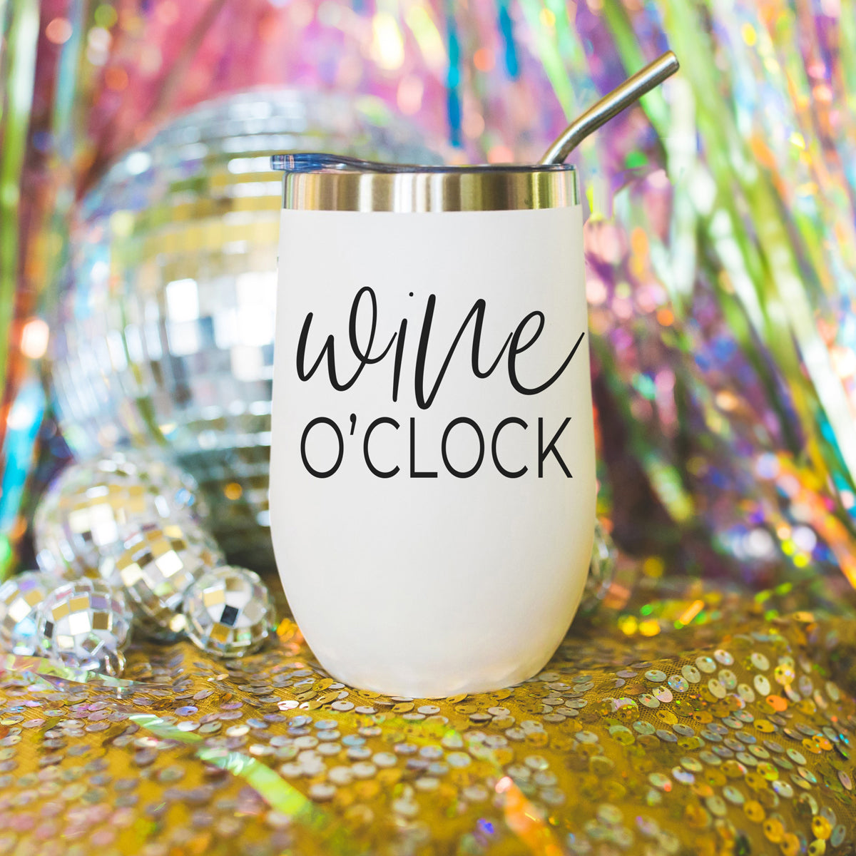 Wine O'Clock 17oz Stainless Steel Insulated Wine Tumbler White - Image 8