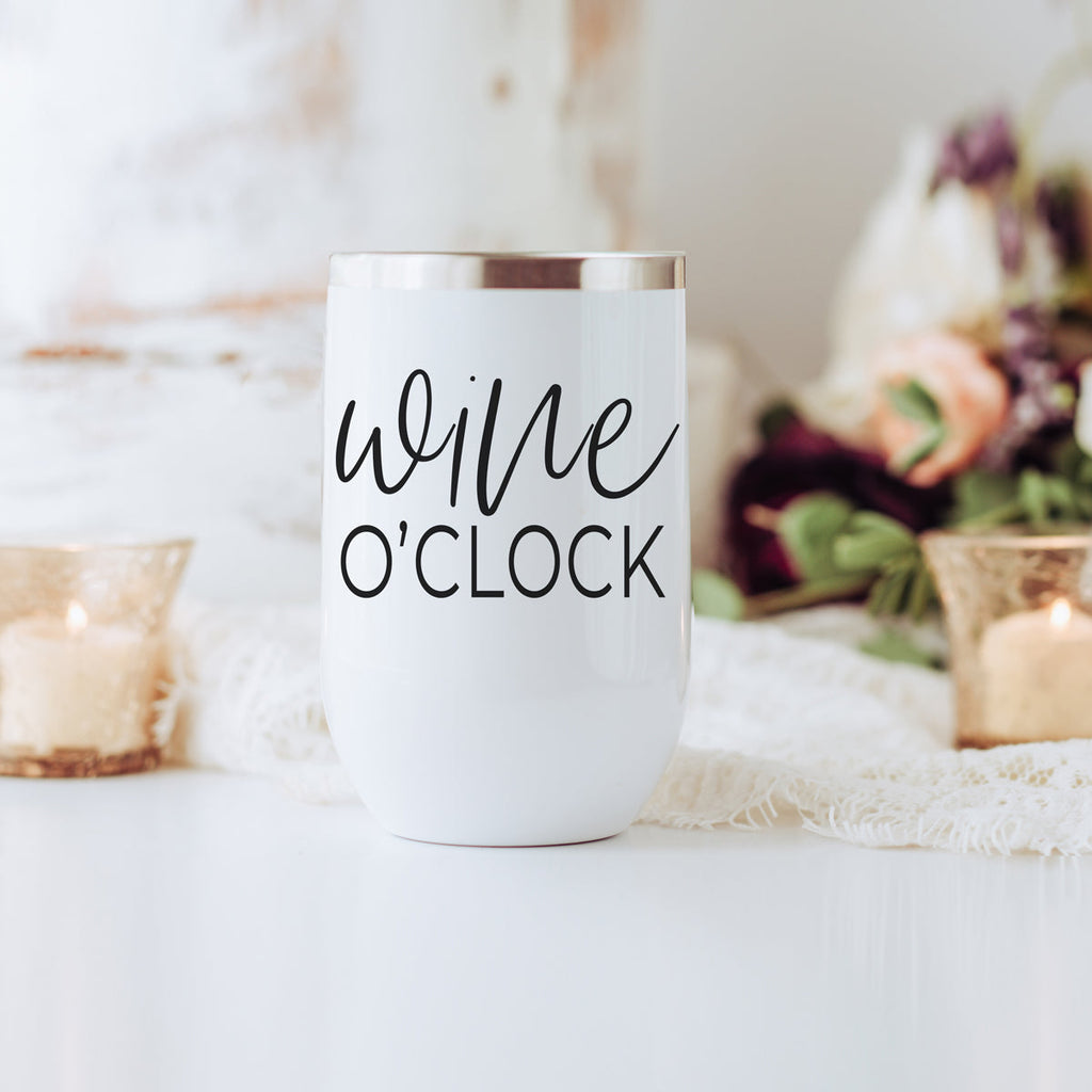 Wine O'Clock 17oz Stainless Steel Insulated Wine Tumbler White - Image 37