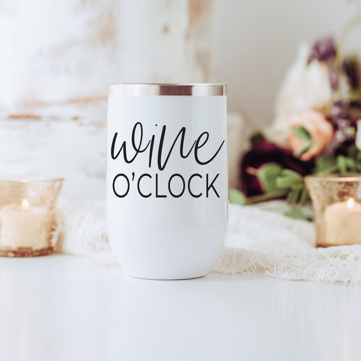 Wine O'Clock 17oz Stainless Steel Insulated Wine Tumbler White - Image 37