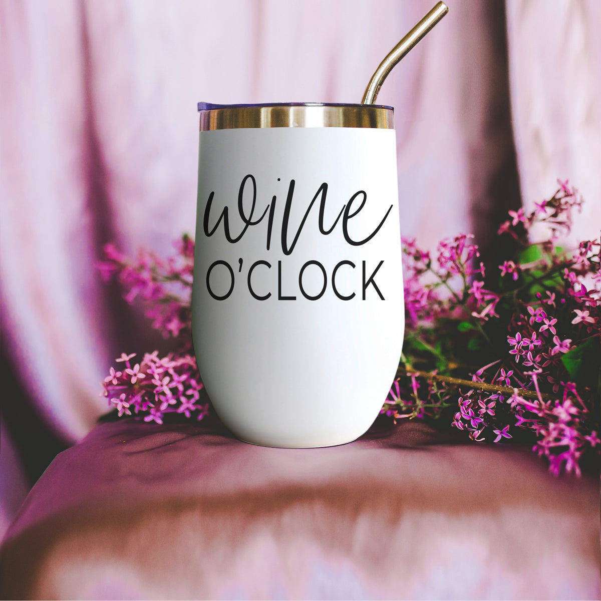Wine O'Clock 17oz Stainless Steel Insulated Wine Tumbler White - Image 21