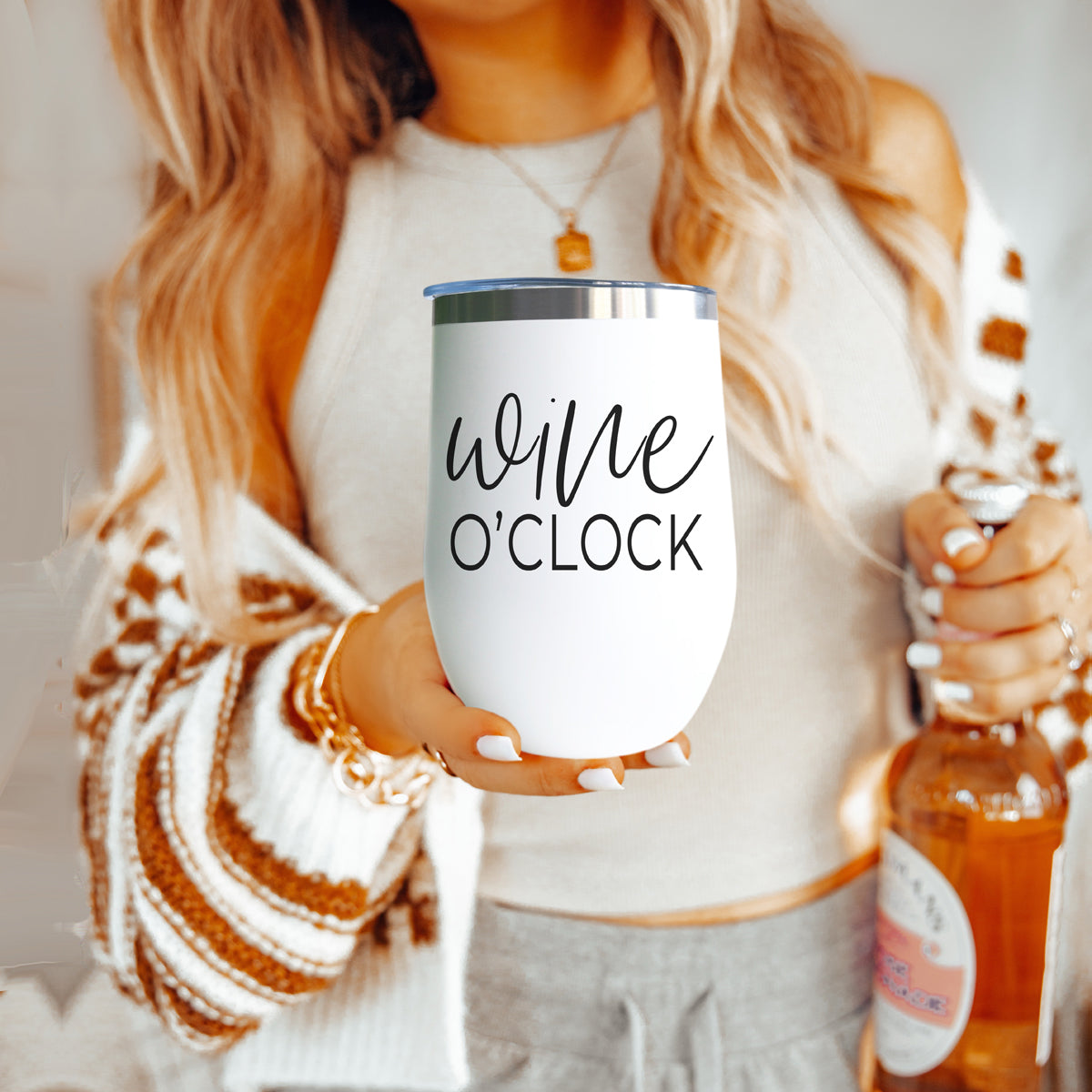 Wine O'Clock 17oz Stainless Steel Insulated Wine Tumbler White - Image 22