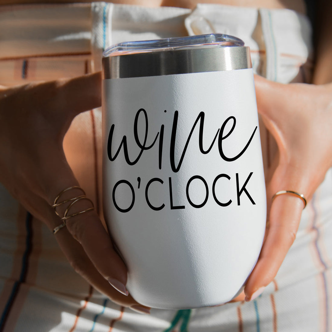 Wine O'Clock 17oz Stainless Steel Insulated Wine Tumbler White - Image 2