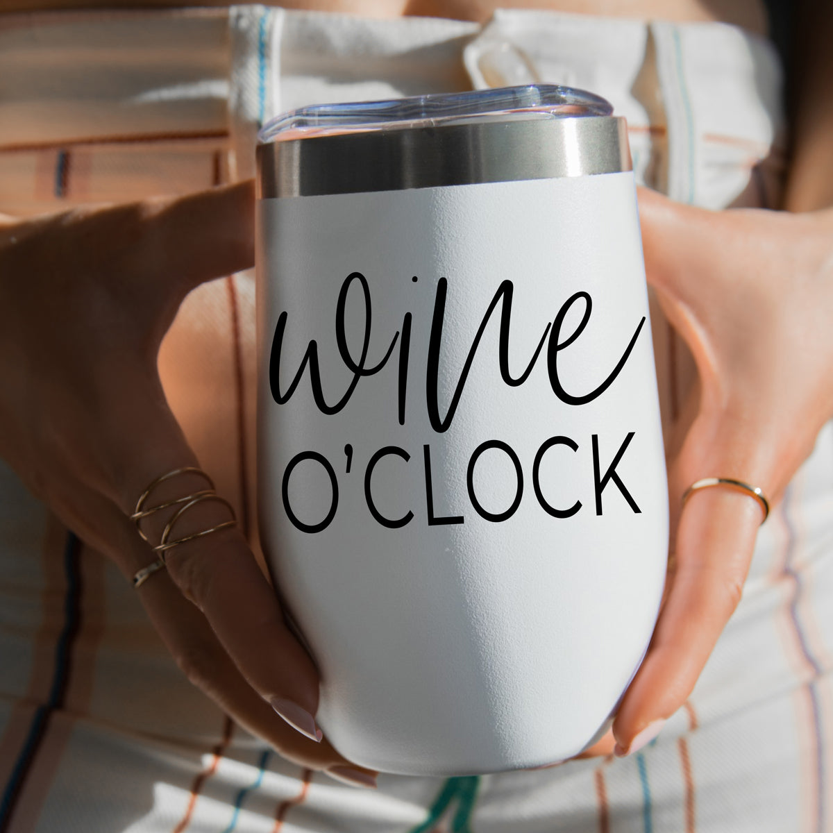 Wine O'Clock 17oz Stainless Steel Insulated Wine Tumbler White - Image 2