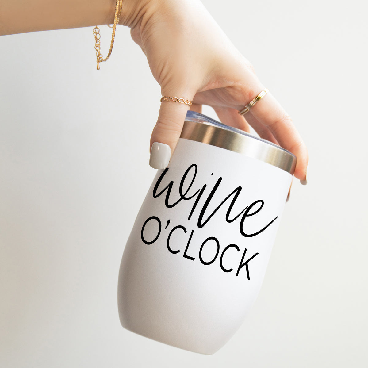 Wine O'Clock 17oz Stainless Steel Insulated Wine Tumbler White - Image 5