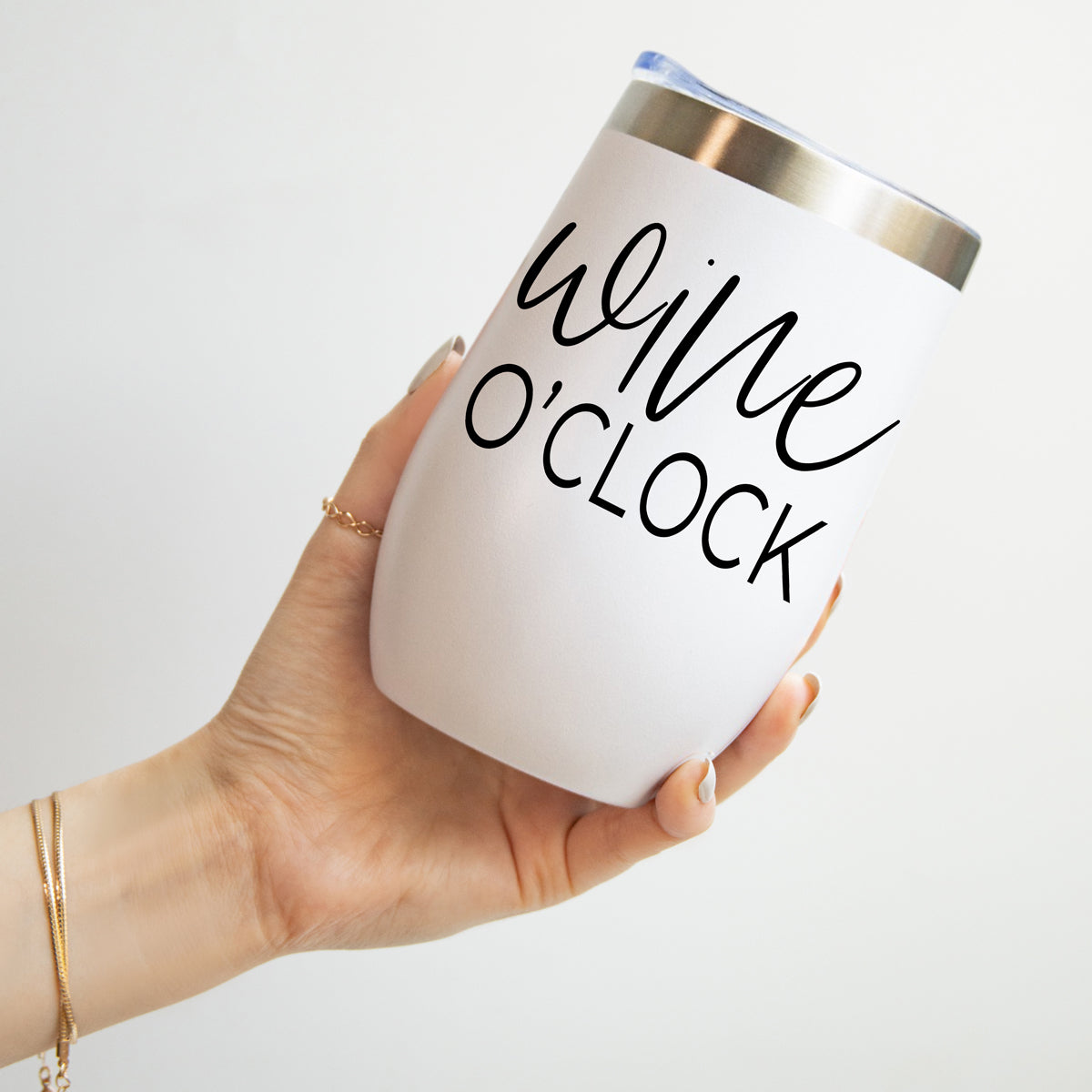 Wine O'Clock 17oz Stainless Steel Insulated Wine Tumbler White - Image 4