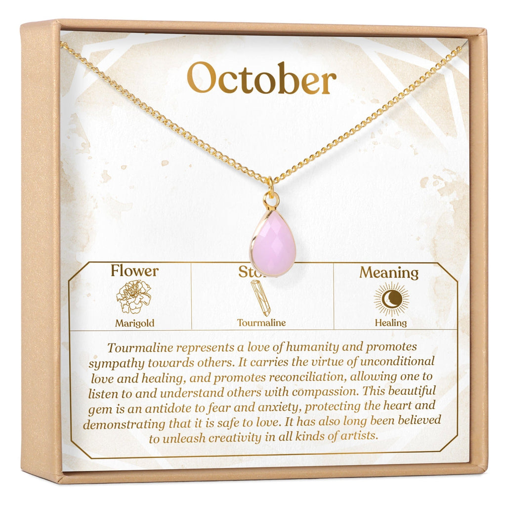 October Birthday Tourmaline Birthstone Necklace