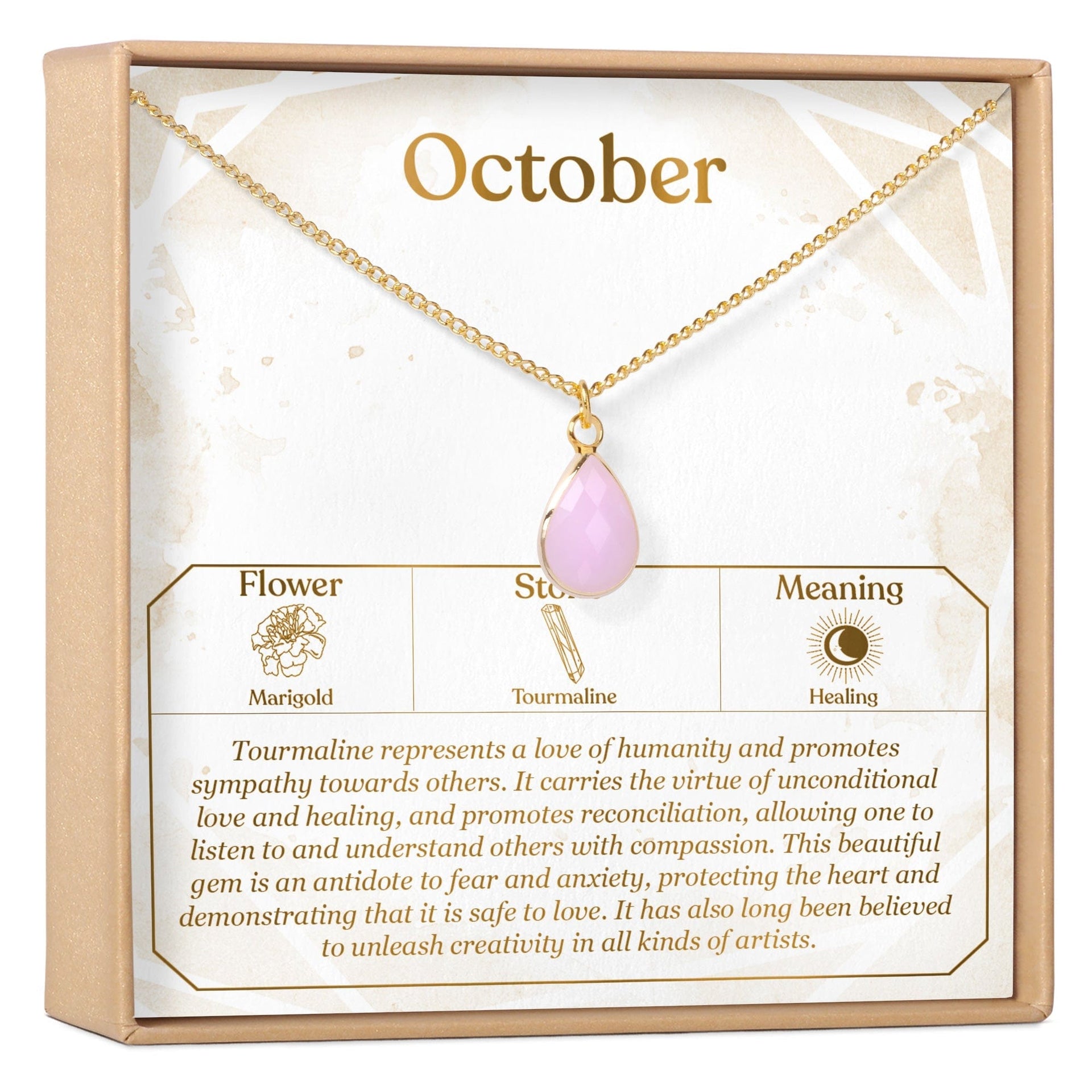 October Birthday Tourmaline Birthstone Necklace